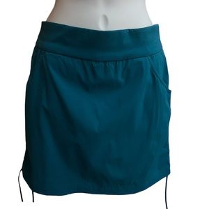 COLUMBIA skort,  dark teal blue athletic w/ Side Drawstring skort, 2-in-1 skort